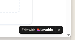 The "Edit with Lovable" badge shown in the bottom-right corner of a published website